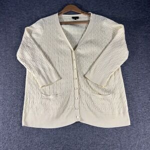 Talbots Cardigan Sweater Cable Knit Women's Size 1X Yellow  Cottagecore Spring